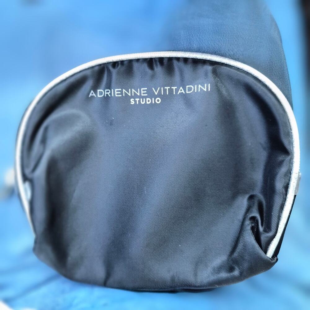 Adrienne Vittadini Studio Black Nylon Half Dome Cosmetic Makeup Bag Glitter